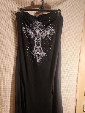 Black Strapless Dress with Raised Cross